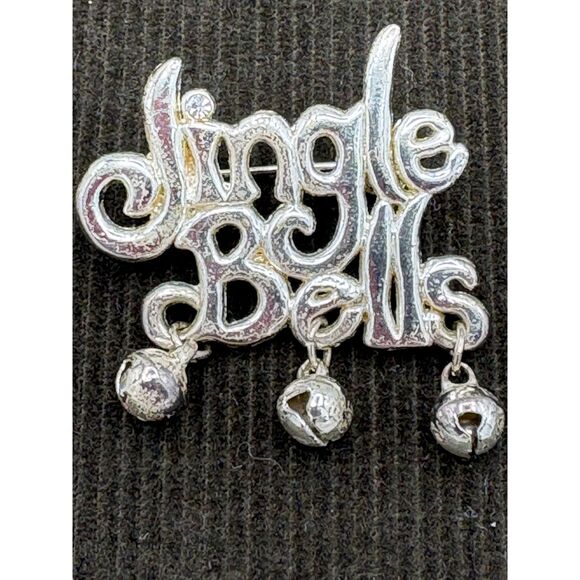 Lot 2 Vintage Christmas Pins Enamel Rhinestone Jingle Bells - Picture 5 of 6